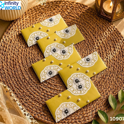 Green White Envelope (Set Of 5) - (10907)