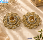 Stone Flower Tealight Candle Holder (Set Of 2) - (10922)