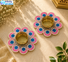 Pink Tealight Candle Holder (Set Of 2) - (10924)