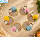 Jute Flower Tealight Candle (Set Of 6) - (10926)