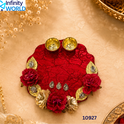 Red Resin Tilak Platter - (10927)