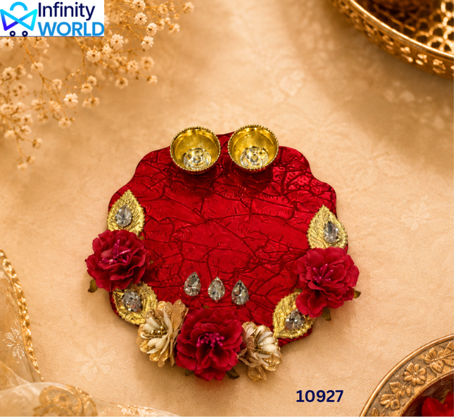 Red Resin Tilak Platter - (10927)