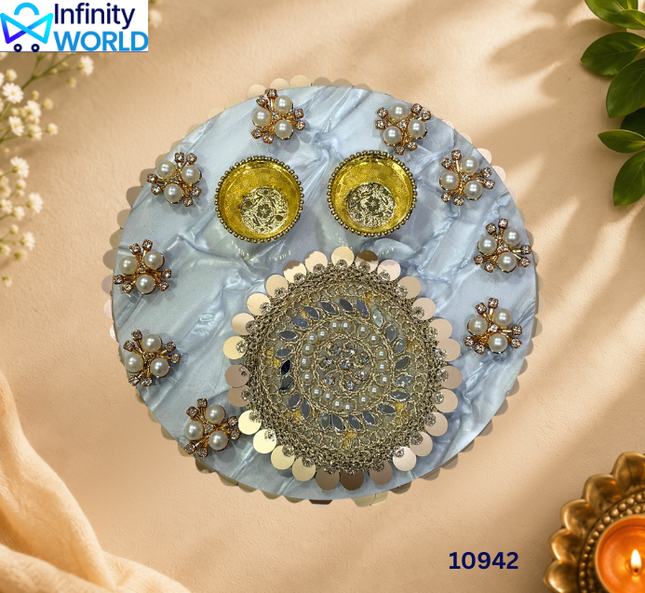 White Resin Tilak Platter - (10942)