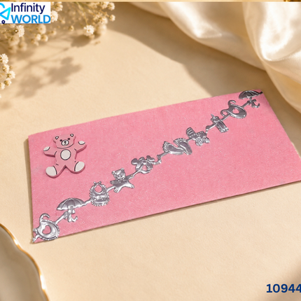 Silver Lace Teddy Pink Envelope - (10944)