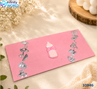 Pink Milk Bottle With Silver Lace Envelope - (10946)