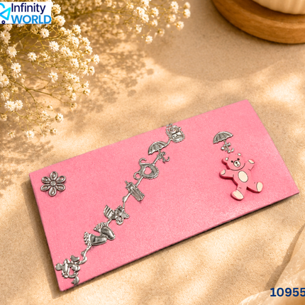 Pink Teddy With Umbrella Envelope - (10955)