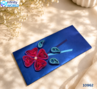 Royal Blue Pink Flower Quilling Envelope - (10962)