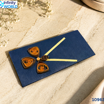 Navy Blue Yellow Flower Quilling Envelope - (10963)