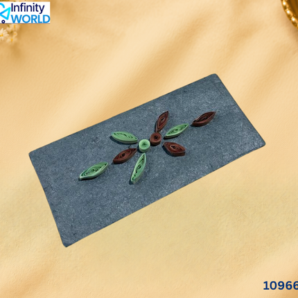 Grey Brown Green Flower Quilling Envelope - (10966)