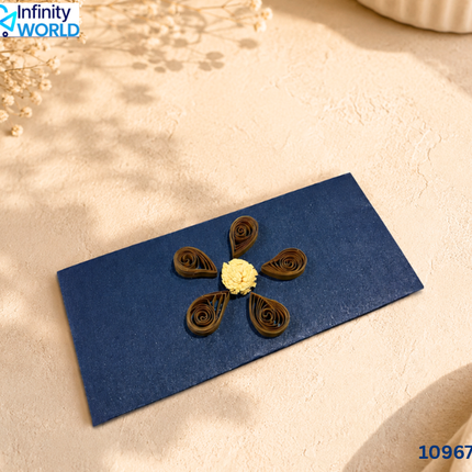 Navy Blue Brown Yellow Quilling Envelope - (10967)