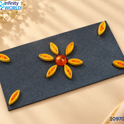 Grey Yellow Orange Stone Quilling Envelope - (10970)