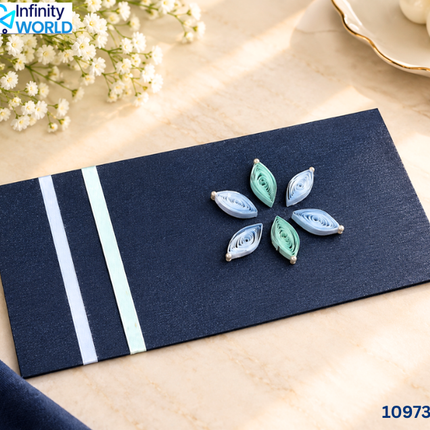 Navy Blue Sea Green Quilling Envelope - (10973)