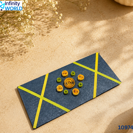 Grey Yellow Round Quilling Envelope - (10974)