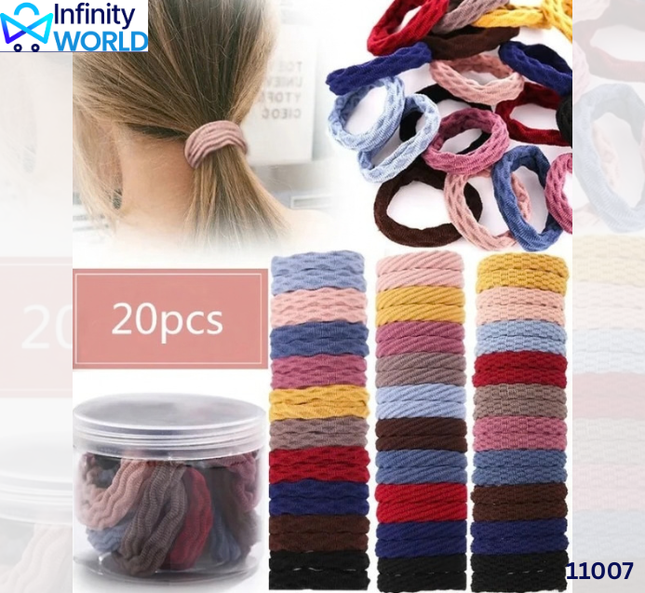 Plain Bow Rubberband (20 Piece Set) - (11007)